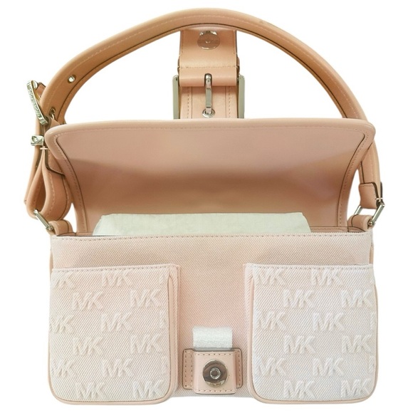 Michael Kors Colby Medium Shoulder Bag Rosewater Pink NWT Logo Canvas - Picture 7 of 12